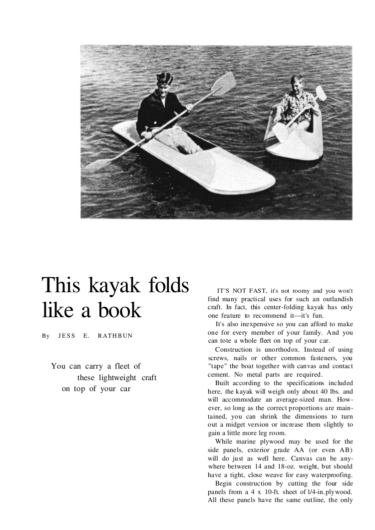 Folding Kayak Plans