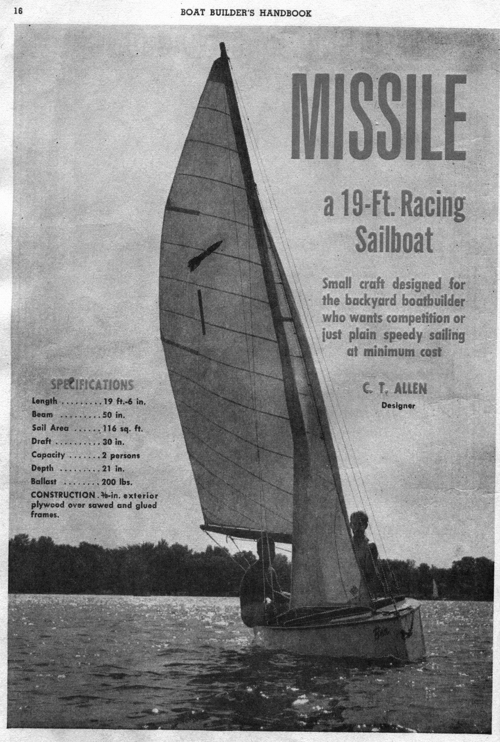 missile **** , Ply double ender, 19 foot Racer. Old plans.